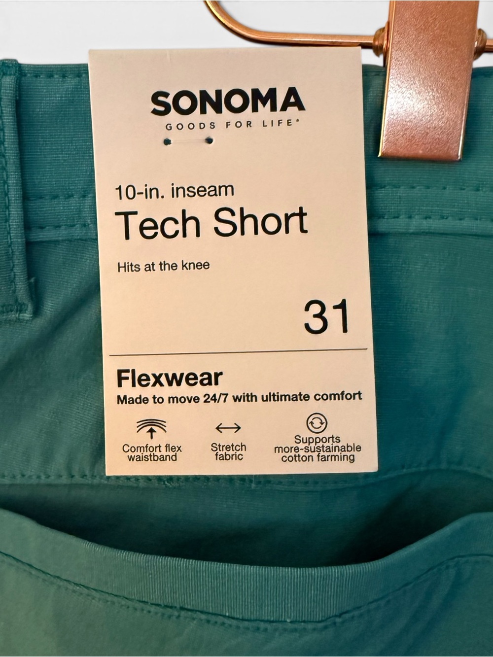 Sonoma Teal 10-inch Tech Shorts for Men - Picture 5 of 6